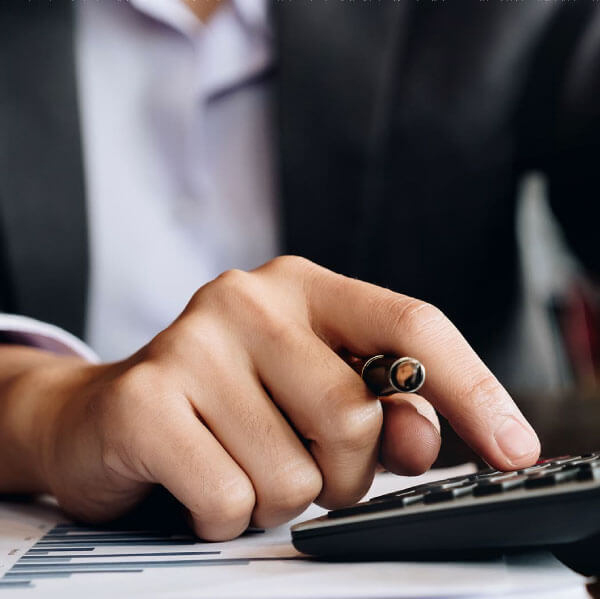 Professional bookkeeping services with calculator and financial reports