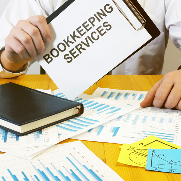 Bookkeeping services with financial documents, charts and reports